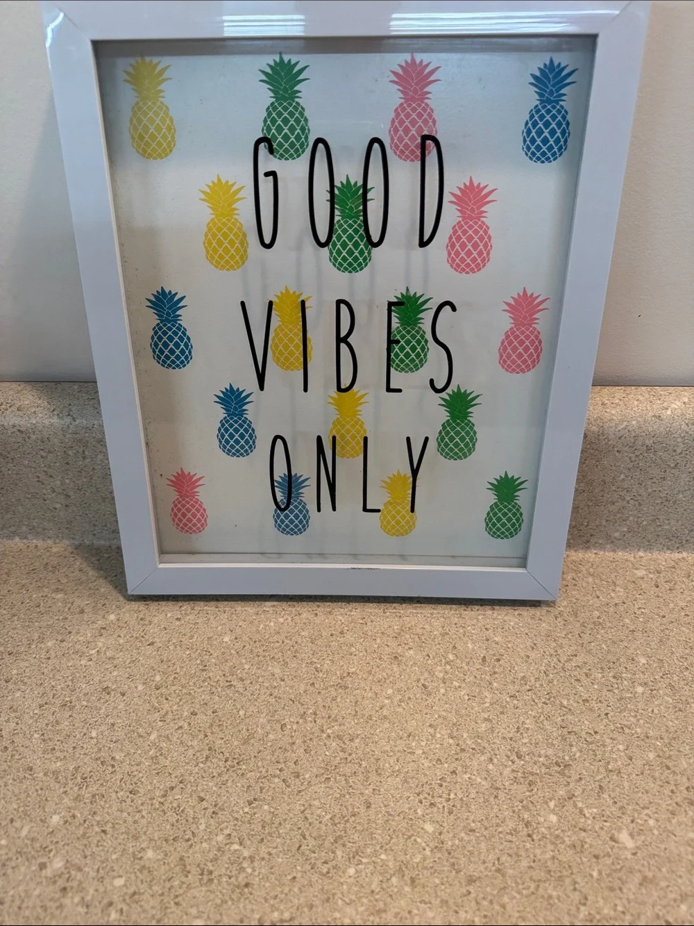 The Spring Shop White Pineapple 'Good Vibes Only' Wall Art